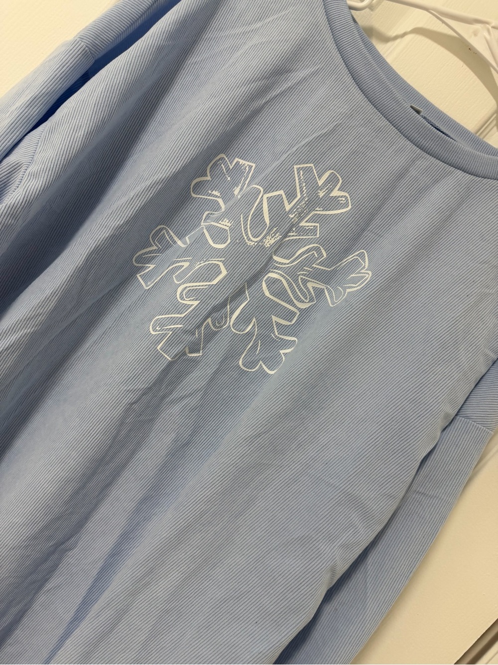Light Blue Kids Long-Sleeve Top with Snowflake Graphic